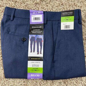 Haggar Men’s Non-Iron Straight Fit Performance Dress Pants Navy, Size 30x30